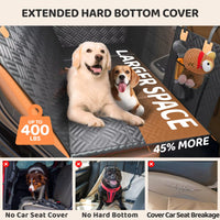 Car Rear Seat Dog Seat Cover, Hard Bottom Rear Seat Extender, Load-Bearing 400 Pounds, 600D Heavy-Duty Anti-Scratch Washable Dog Hammock for Cars and Suvs